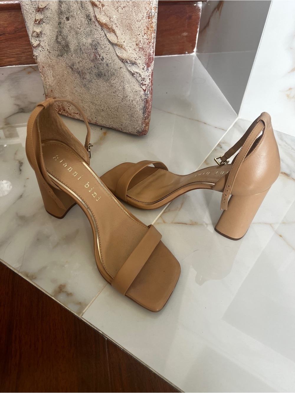 Gianni Bini Nude/Tan Block Heel Sandals